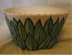 “Gum Leaf” bowl. Stoneware, underglaze and underglaze inks.